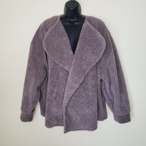 EXPRESS Women's Teddy Comfy Neutral Jacket Mocha Brown Large NEW Cabincozy - Picture 2 of 9